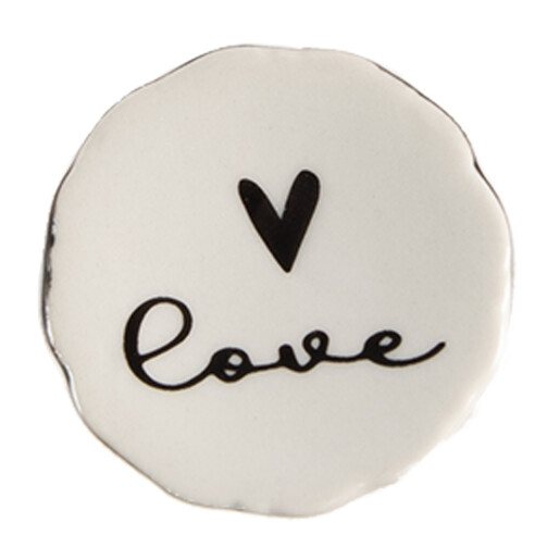 Set 4 butoni mobilier ceramica neagra bej Love 4x3/6 cm