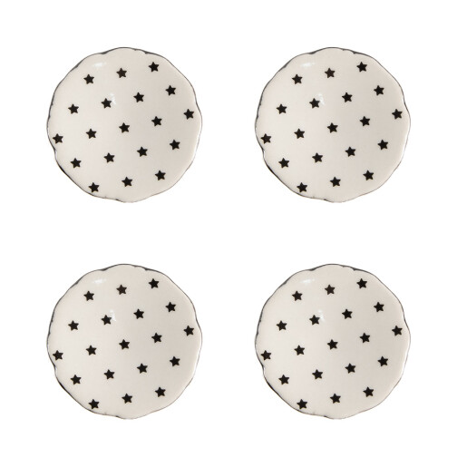 Set 4 butoni mobilier ceramica bej neagra Stelute 4x3/6 cm