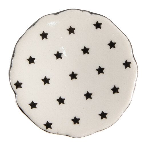 Set 4 butoni mobilier ceramica bej neagra Stelute 4x3/6 cm