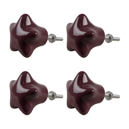 Set 4 butoni mobilier ceramica violet Stelute 4x3/6 cm