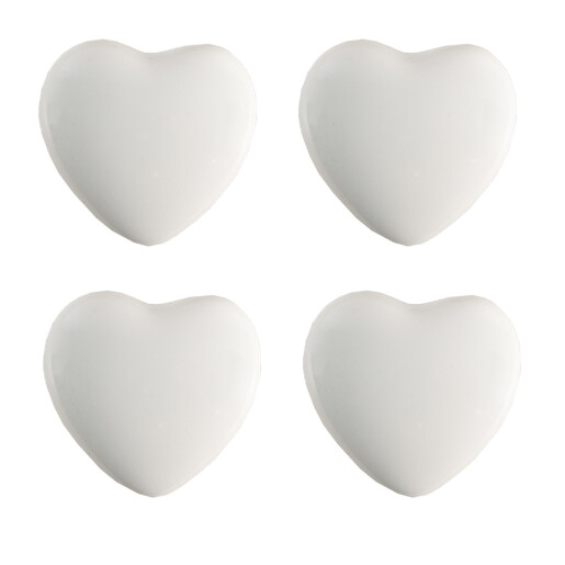 Set 4 butoni mobilier ceramica alba Inimioare 4x3/6 cm