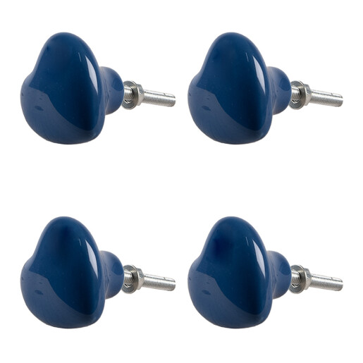 Set 4 butoni mobilier ceramica albastra Inimioare 4x3/6 cm