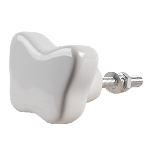 Set 4 butoni mobilier ceramica alba Fluturasi 4x3 cm