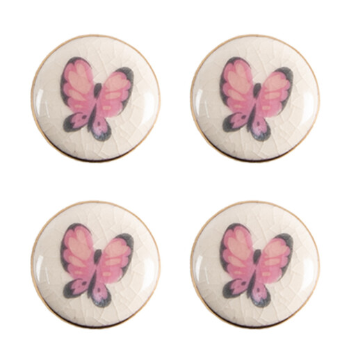 Set 4 butoni mobilier ceramica multicolora Fluturasi 3x1/4 cm