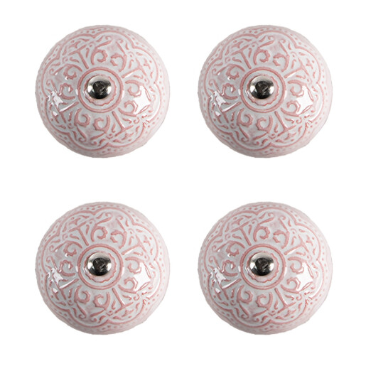 Set 4 butoni mobilier ceramica gri roz Ø 4x3/6 cm