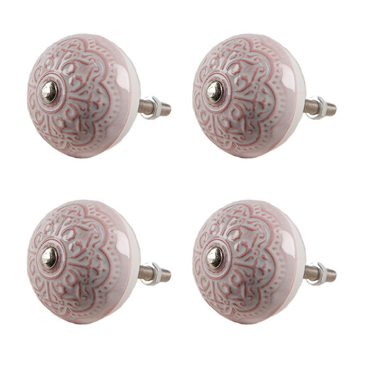 Set 4 butoni mobilier ceramica gri roz Ø 4x3/6 cm