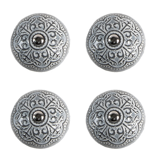 Set 4 butoni mobilier ceramica gri Ø 4x3/6 cm