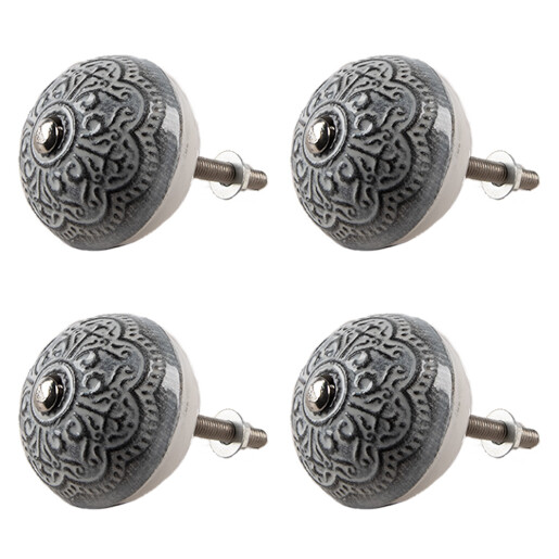 Set 4 butoni mobilier ceramica gri Ø 4x3/6 cm