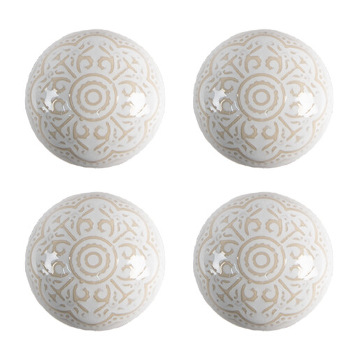 Set 4 butoni mobilier ceramica bej Ø 4x3/6 cm