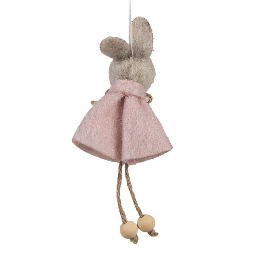 Set 3 Iepurasi decorativi Paste textil roz maro 6x3x13 cm
