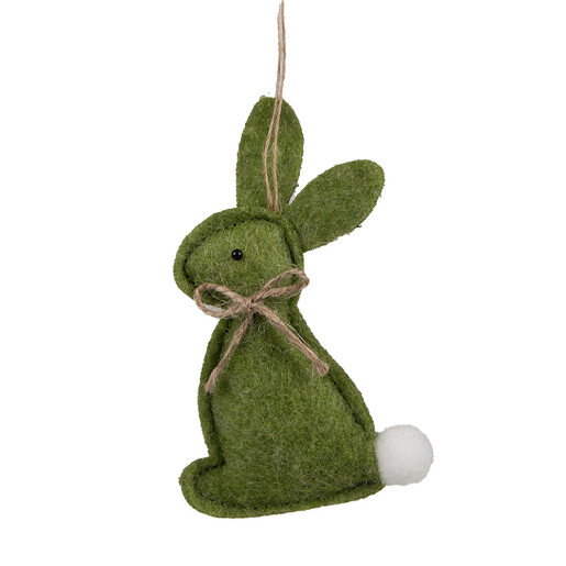 Set 3 Iepurasi decorativi Paste bumbac verde alb 6x1x10 cm
