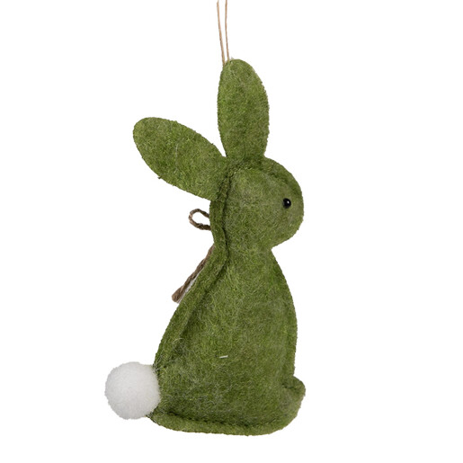 Set 3 Iepurasi decorativi Paste bumbac verde alb 6x1x10 cm