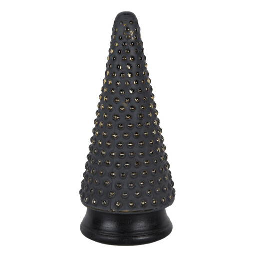 Brad Craciun lemn sticla gri aurie 14x31 cm