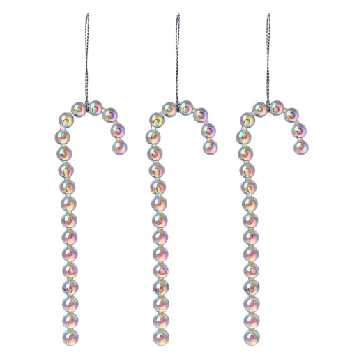 Set 3 ornamente brad Craciun Acadele plastic argintiu 4x1x14 cm