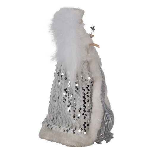 Figurina Inger textil argintiu alb 20x15x28 cm