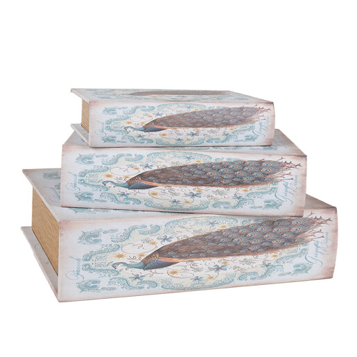 Set 3 cutii tip carte lemn multicolor 27x22x7 cm, 22x17x6 cm, 17x12x4 cm
