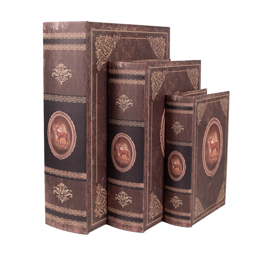 Set 3 cutii tip carte lemn maro 27x22x7 cm, 22x17x6 cm, 17x12x4 cm
