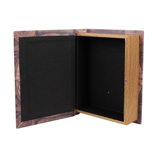 Set 3 cutii tip carte lemn maro Harta Lumii 27x22x7 cm, 22x17x6 cm, 17x12x4 cm