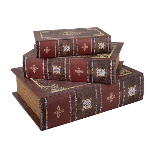 Set 3 cutii tip Carte lemn multicolor (3) 27x22x7 / 22x17x6 / 17x12x4 cm