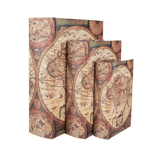 Set 3 cutii tip Carte lemn multicolor II (3) 27x22x7 / 22x17x6 / 17x12x4 cm