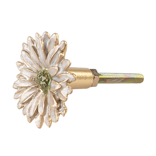Buton mobilier metal alb auriu Floare Ø 4x3 cm / S3 cm