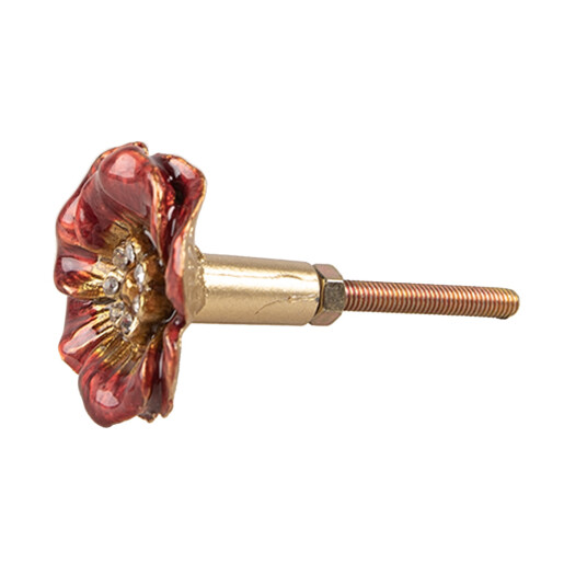 Set 2 butoni mobilier auriu rosu Flower 4x3 cm