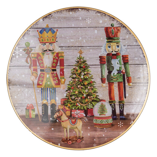 Platou Craciun plastic multicolor Ø 33x14 cm