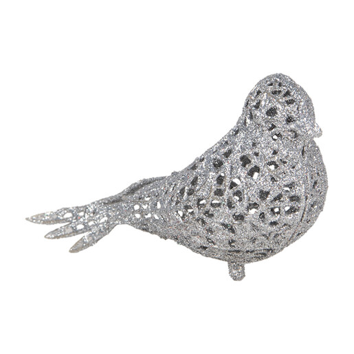 Set 6 ornamente brad Craciun Pasare argintie 16x6x6 cm