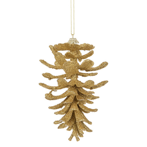 Set 6 ornamente brad Con auriu 9x15 cm