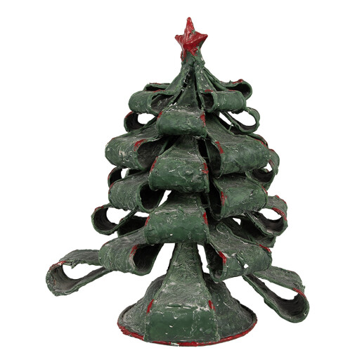 Brad Craciun  metal verde rosu 21x24 cm