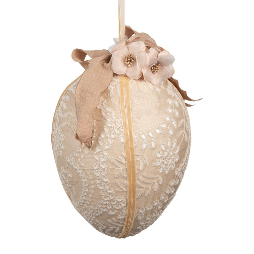 Ou decorativ Paste suspendabil, textil bej alb Ø 20x28 cm