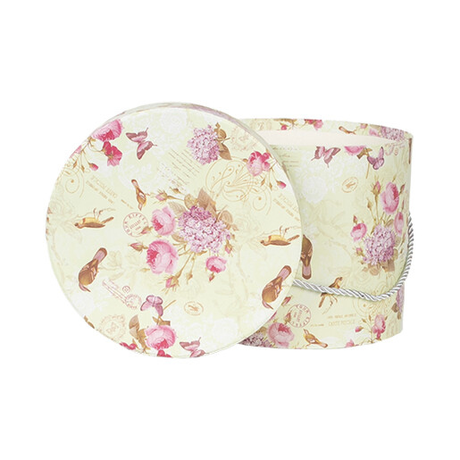 Set 3 cutii depozitare carton Roses Ø 23x20 cm, Ø 20x17 cm, Ø 17x14 cm