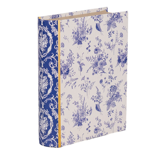 Cutie decorativa tip Carte carton alb albastru Flowers 17x14x5 cm