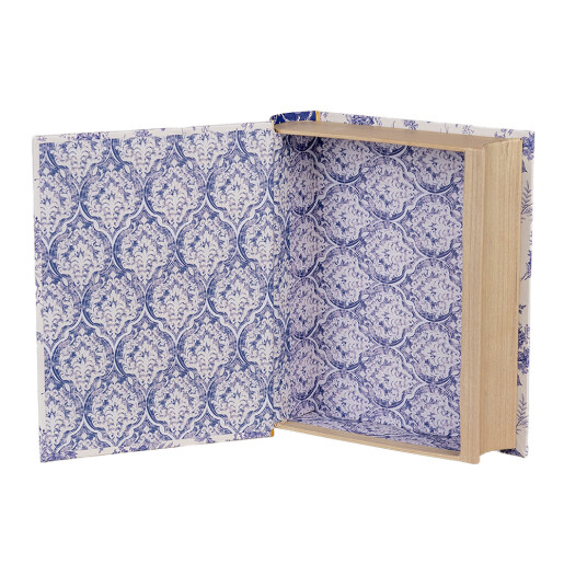 Cutie decorativa tip Carte carton alb albastru Flowers 17x14x5 cm