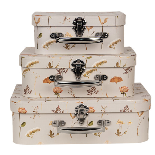 Set 3 cutii depozitare tip Valize carton 30x21x9 cm, 25x18x9 cm, 20x16x8 cm