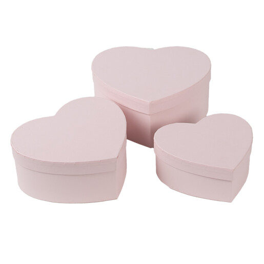 Set 3 cutii depozitare carton roz Inimioare 21x20x9 cm, 18x17x7 cm, 15x14x6 cm