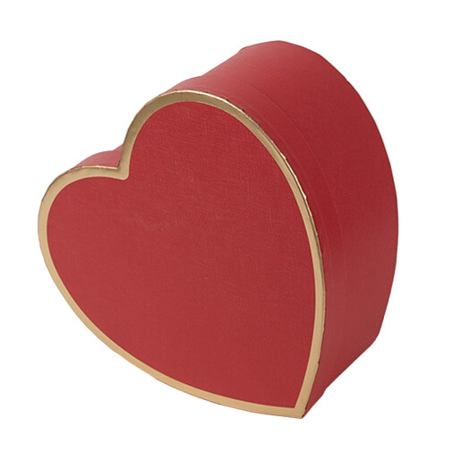 Set 3 cutii depozitare carton rosu auriu Inimioare 21x20x9 cm, 18x17x7 cm, 15x14x6 cm