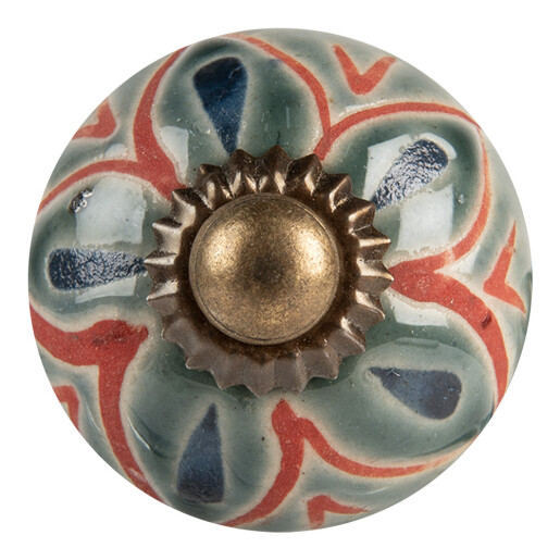 Set 2 butoni mobilier ceramica multicolora metal Ø 3x3 cm / S4 cm
