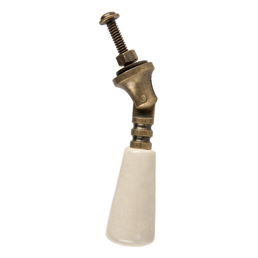 Set 2 manere mobiler ceramica bej metal cupru 2x2x7 cm / S2 cm
