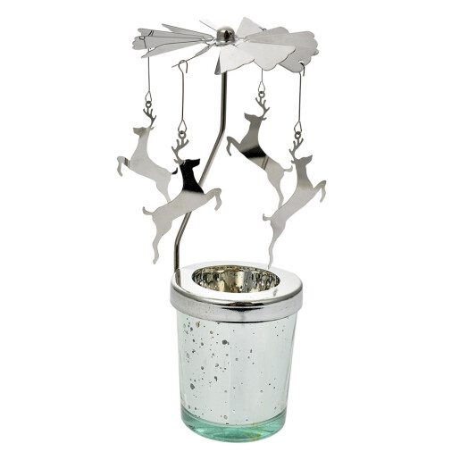 Candela sticla metal argintiu Reni Ø 8x17 cm