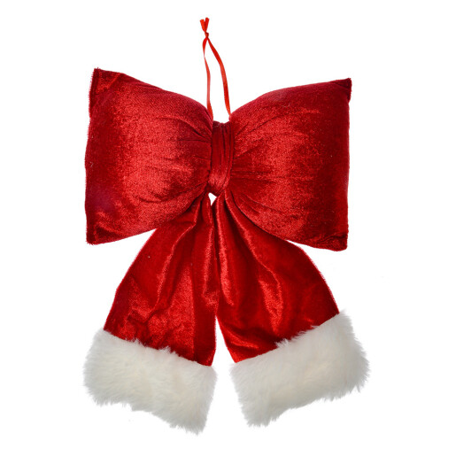 Ornament brad Fundita textil rosu alb 22x5x26 cm