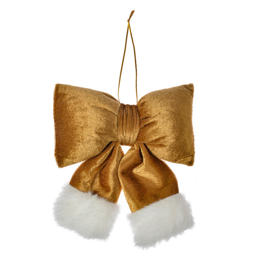 Ornament brad Fundita textil auriu alb 15x3x17 cm