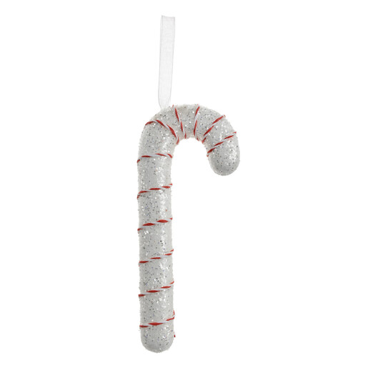 Set 6 ornamente brad Acadele plastic alb rosu 8x3x17 cm