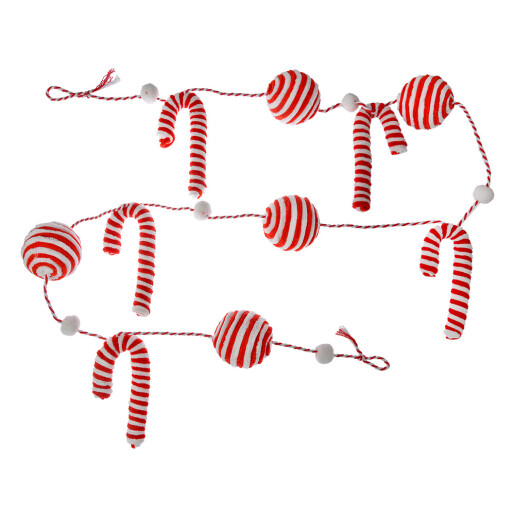 Ghirlanda Craciun Acadele plastic alb rosu 170x6x6 cm
