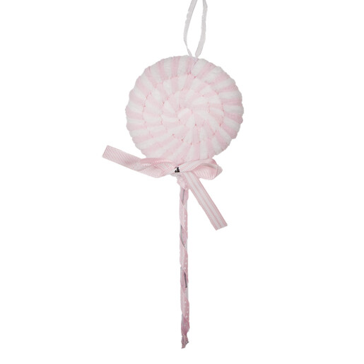 Decoratiune Acadea Craciun plastic textil roz alb 9x2x25 cm