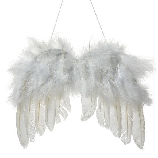 Ornament brad Aripi Inger pene albe 20x1x16 cm
