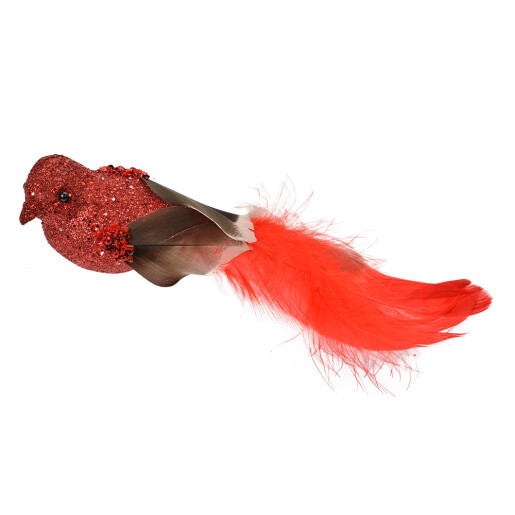 Set 2 ornamente brad Craciun pasari rosii 16x5x5 cm
