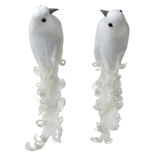 Set 2 ornamente brad Pasari albe 19x9x10 cm