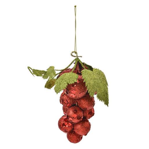 Ornament brad Struguri rosii verzi 8x8x14 cm