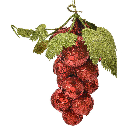 Ornament brad Struguri rosii verzi 8x8x14 cm